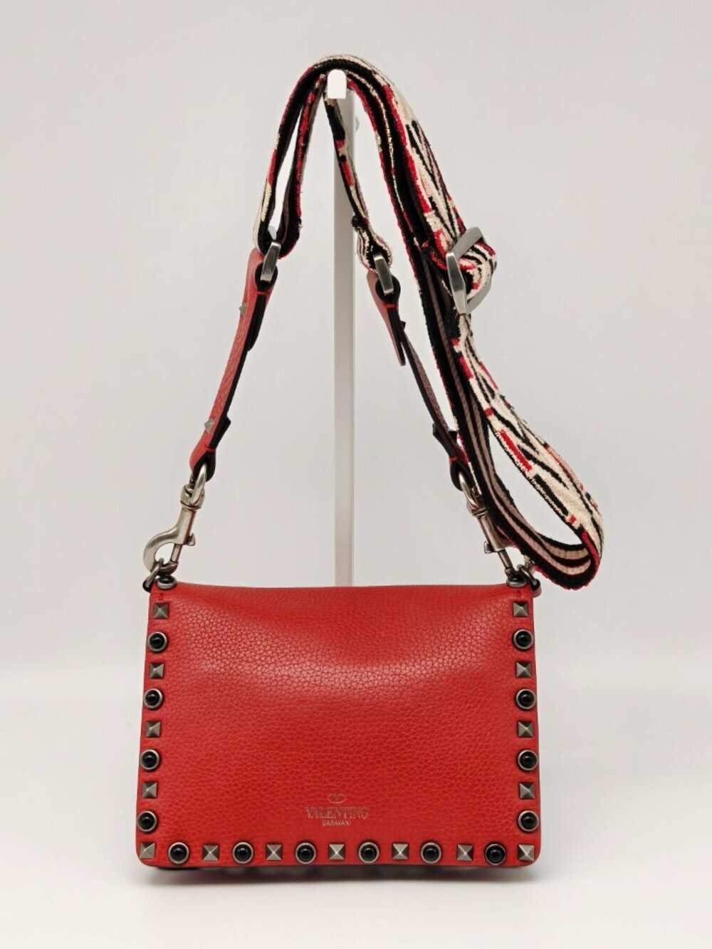 Valentino Garavani Rockstud Red Leather Crossbody Bag Studded Mini Shoulder Bag - Picture 2 of 13
